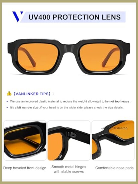 Retro Chunky Rectangle Sunglasses with UV400 Protection main image 4